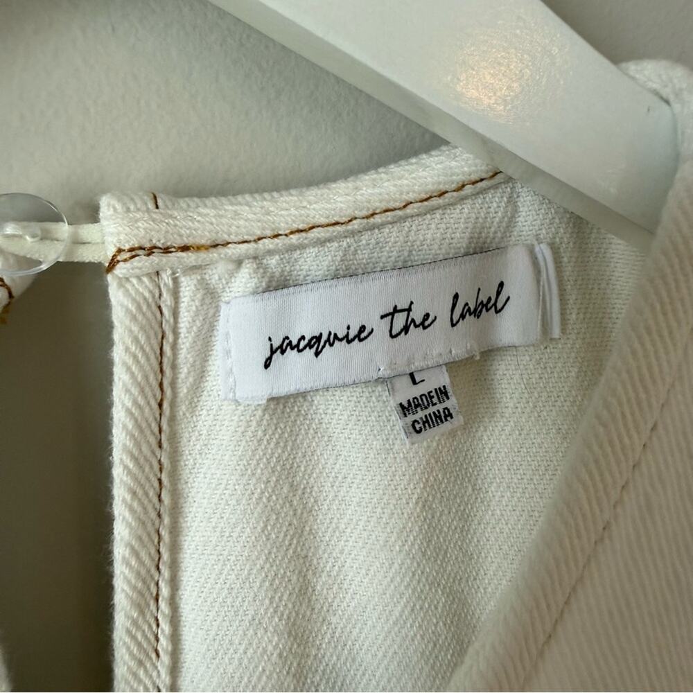 Jacquie the label | Cream Ecru Denim Tiered Western Cowgirl Dress Size Large - Picture 5 of 9